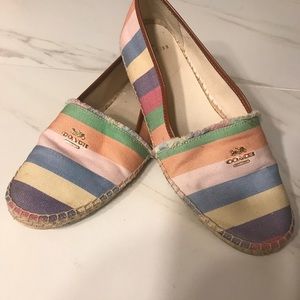 Coach Shoes | Coach 'Joanie' Striped Slip on Shoes, Size 9- Color: Green/Red OBO